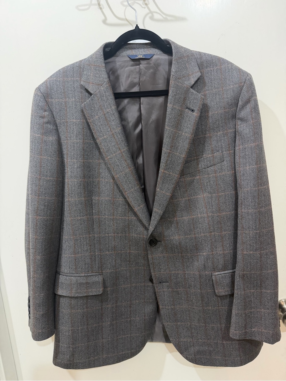 Brooks Brothers Gray Plaid Sport Coat Brown Windowpane Madison Fit 44R